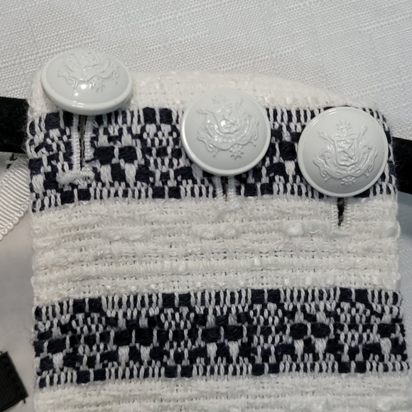 J Crew Tweed Sheath Dress Striped VNeck Navy Ivory - Picture 5 of 12